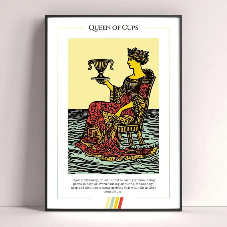 Queen of Cups Tarot Card Art Print Digital Download Tarot Poster