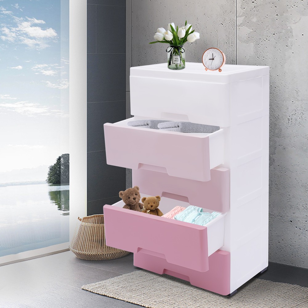 5-Drawer Plastic Storage Tower Cabinet for Clothes & Bedroom Organization