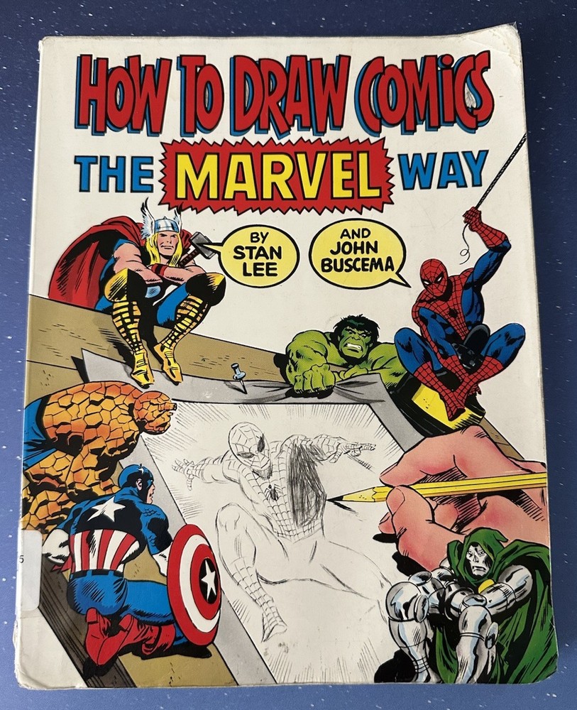 2 AUTOGRAPHS: STAN LEE & JOHN BUSCEMA, How to Draw Comics the Marvel Way Vintage