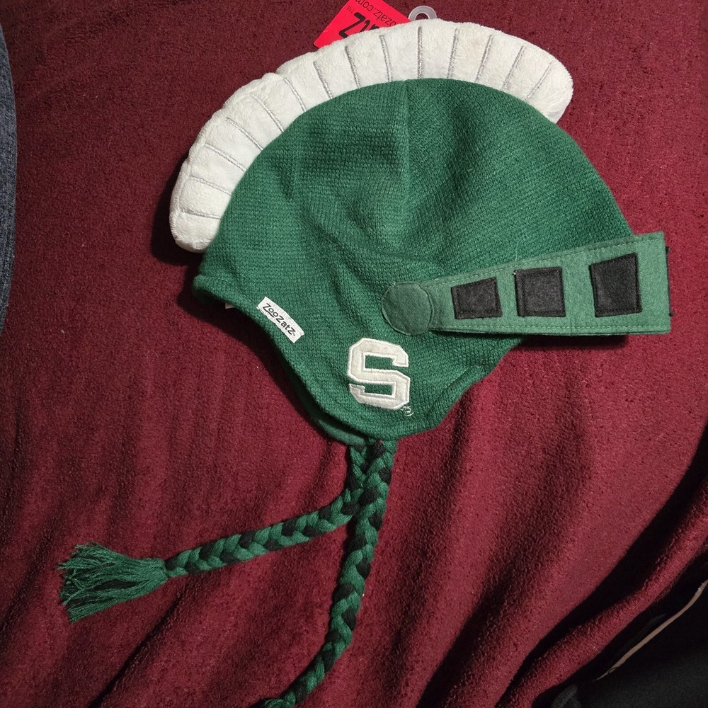 Michigan State Spartans Sparty Mascot Winter Hat Cap Beanie Helmet Football