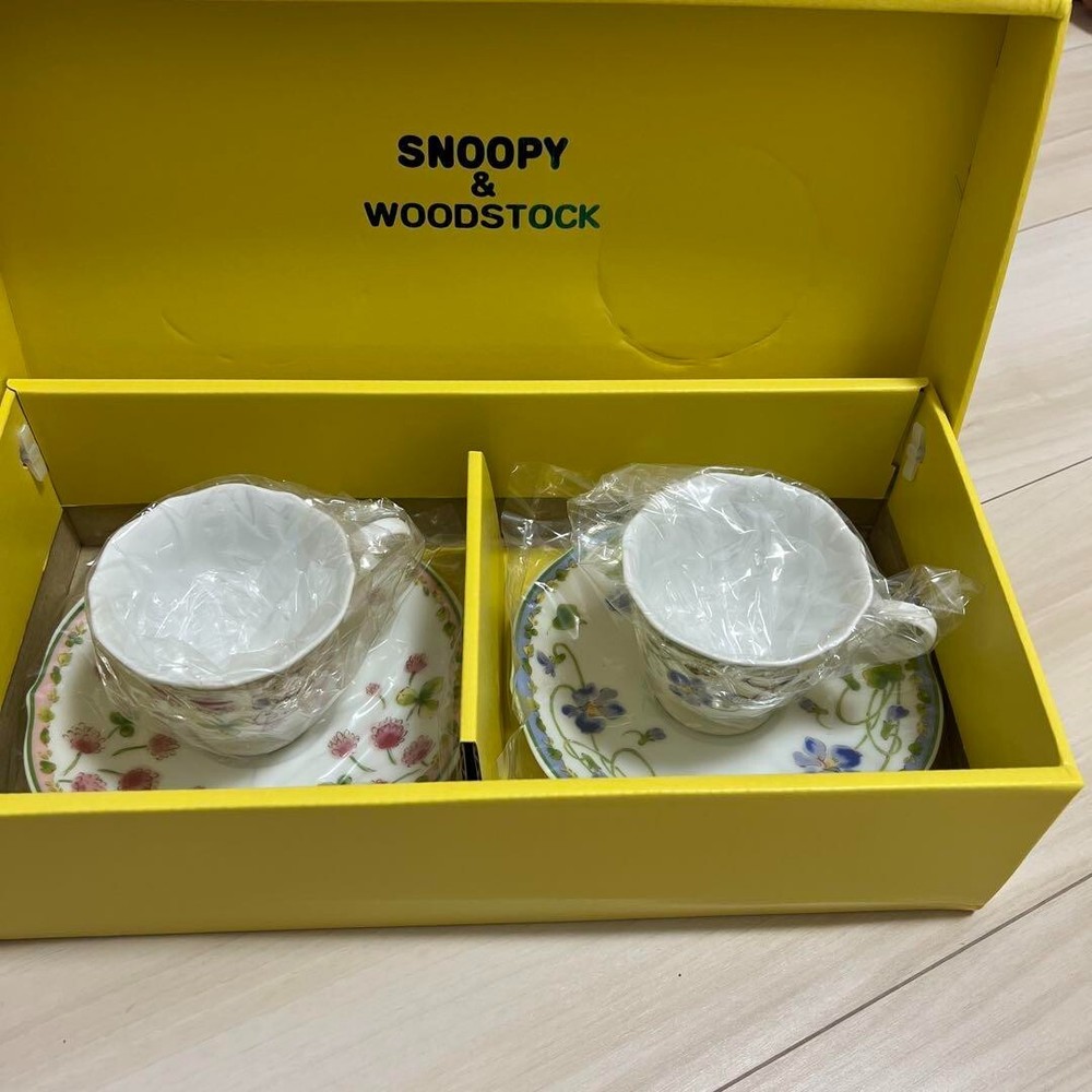Snoopy Woodstock 6-Piece Japanese Ceramic Cup and Saucer Set