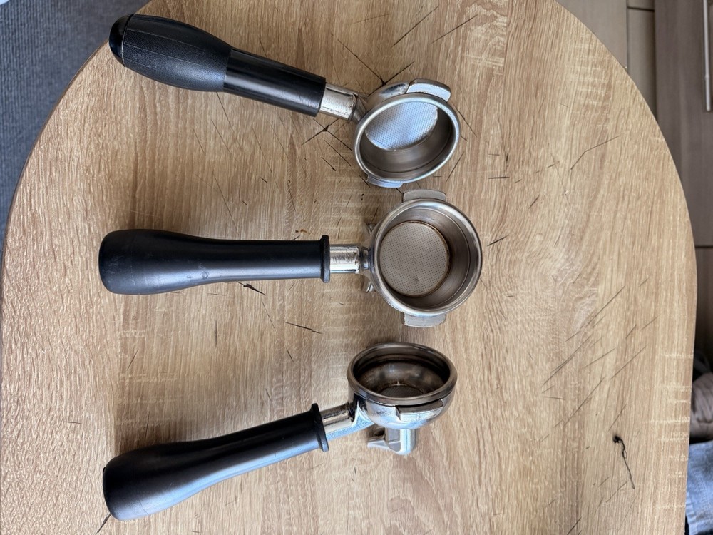 3 Piece Espresso Coffee Maker ECM Style Double Spout Straight Handle See Picture