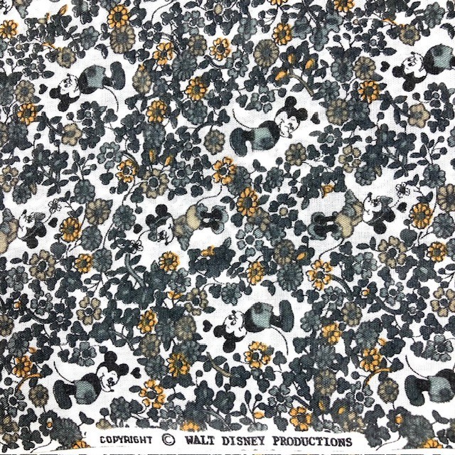 Earthtone Mickey Minnie half yd cotton fabric with small scale floral vintage