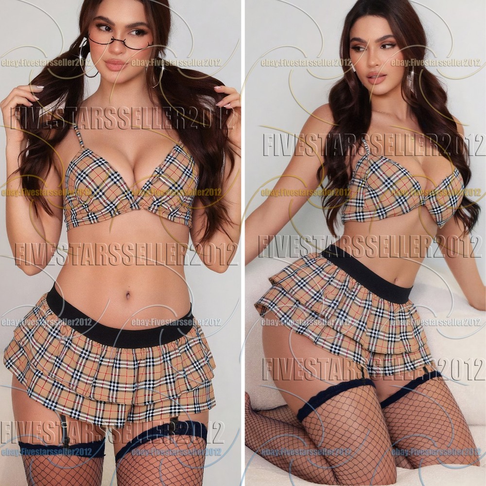 Valentines Roleplay Costume Women's Sexy Lingerie Set Cosplay Uniform Mini Skirt