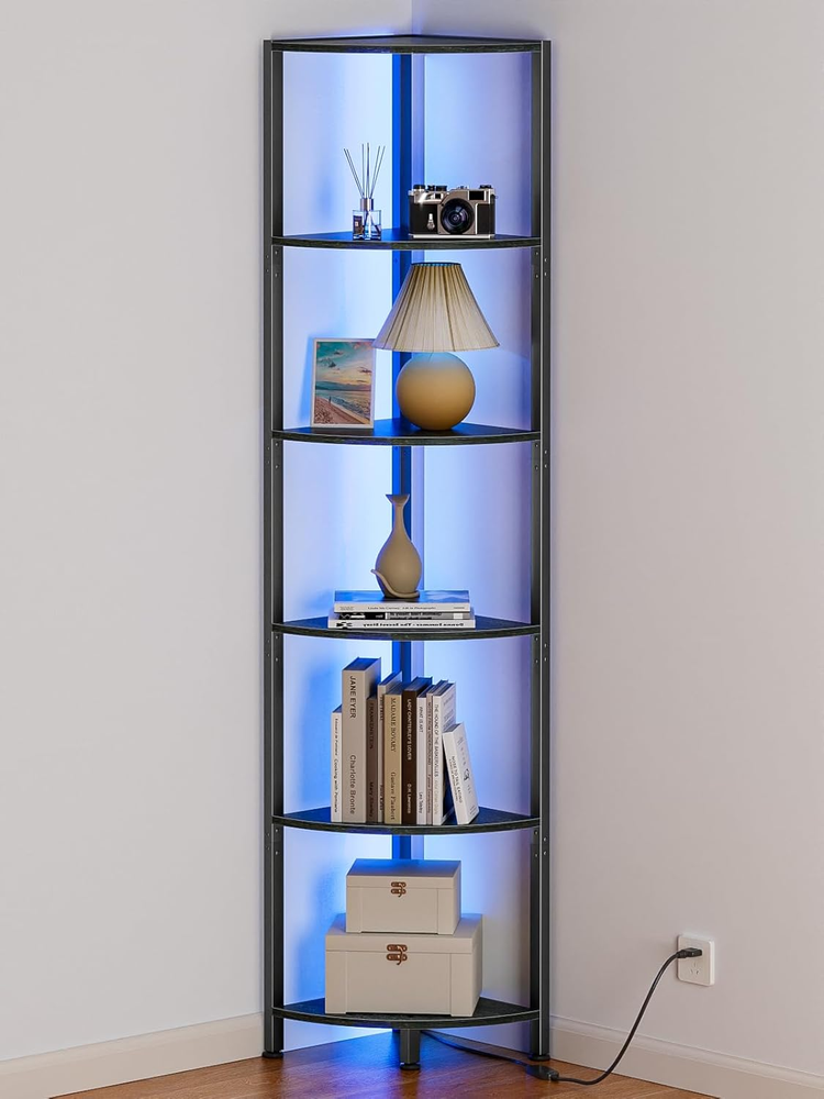 6-Tier Corner Shelf with LED Light 67.5