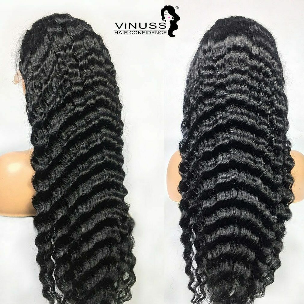 Brazilian Deep Wave Lace Front Wig Glueless Bleached Knots Pre Plucked Human Hair