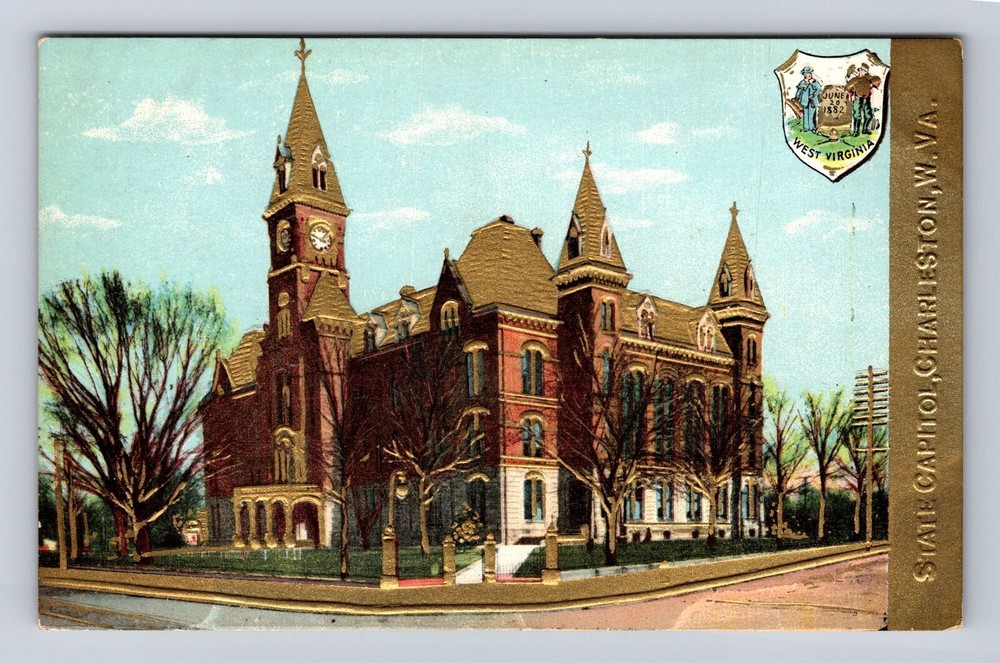 Charleston WV-West Virginia, State Capitol, Antique, Vintage Souvenir Postcard