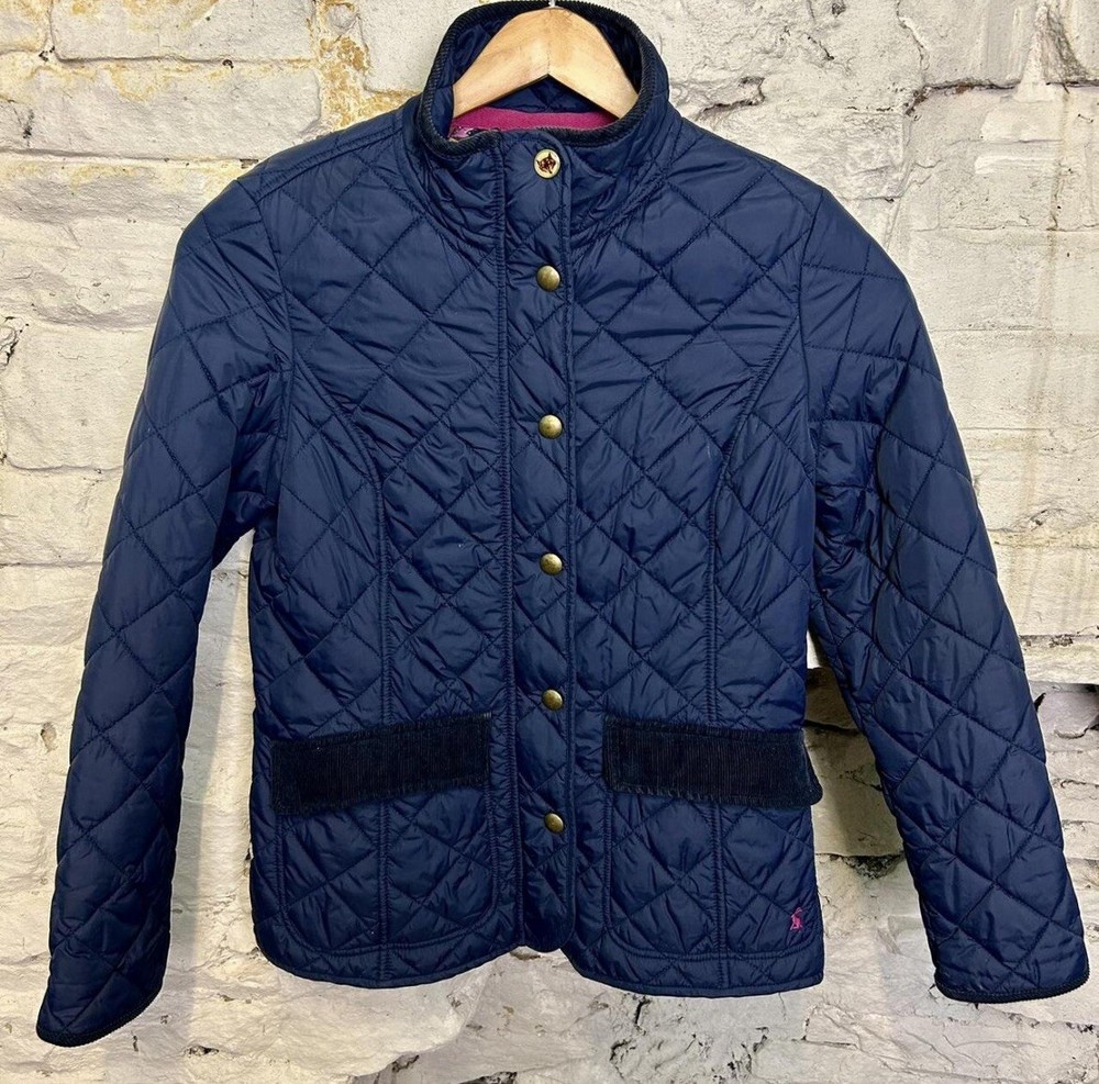 Joules Moredale Quilted Jacket Women’s Size UK 12 Navy Blue Diamond Padded Coat