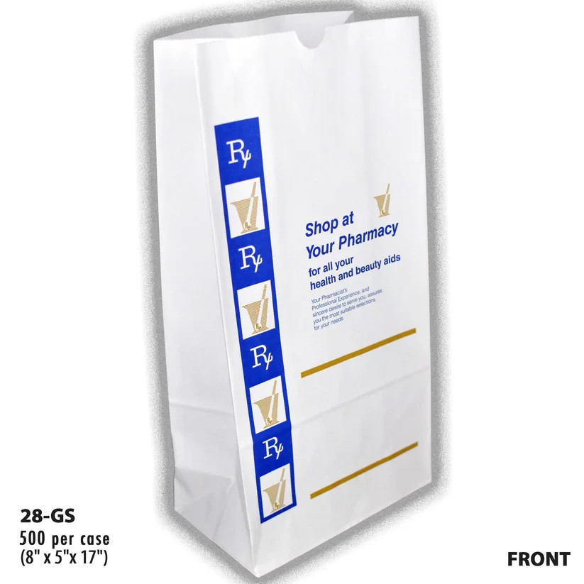 Pharmacy Bags GS Design #28 8x5x17 500/Case Made in USA