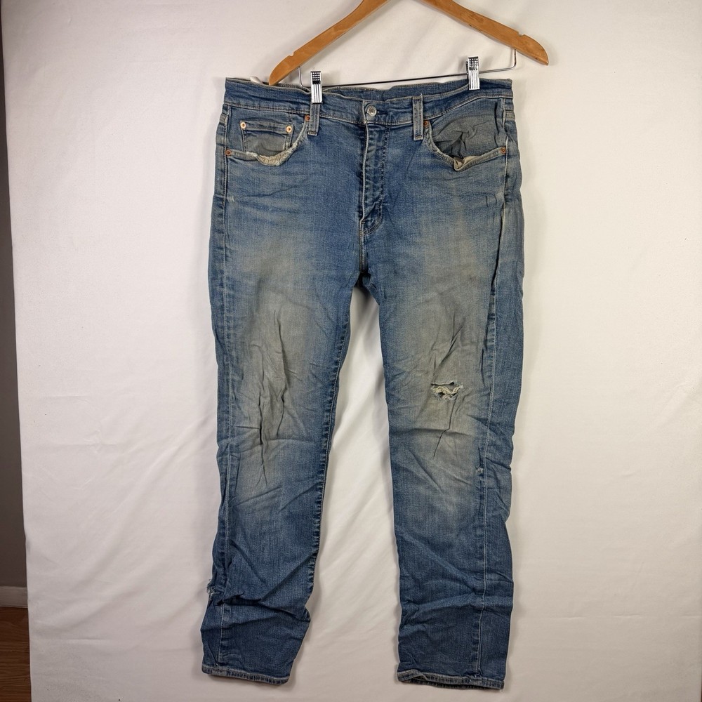 Levi’s 513 Jeans Mens 36x32 Slim Fit Straight Leg Blue Light Wash Denim Stretch