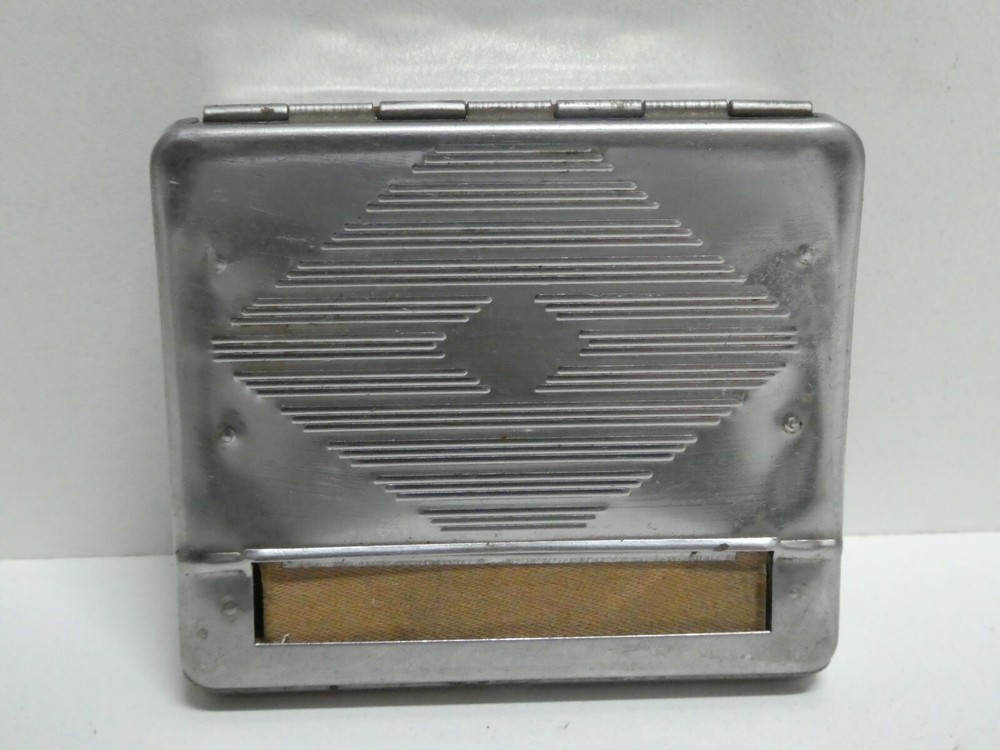 Vintage Art Deco Nickel-Plated Metal French Tobacco Cigarette Case
