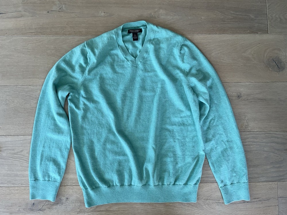 Banana republic men’s cotton cashmere teal sweater - size large