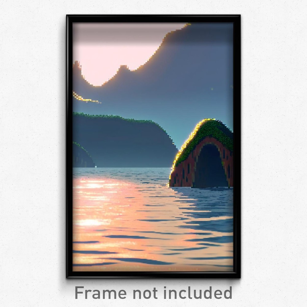 Pixel Art Poster - Wavy Isle (8 Bit Psychedelic Trippy Weird Video Game Print)