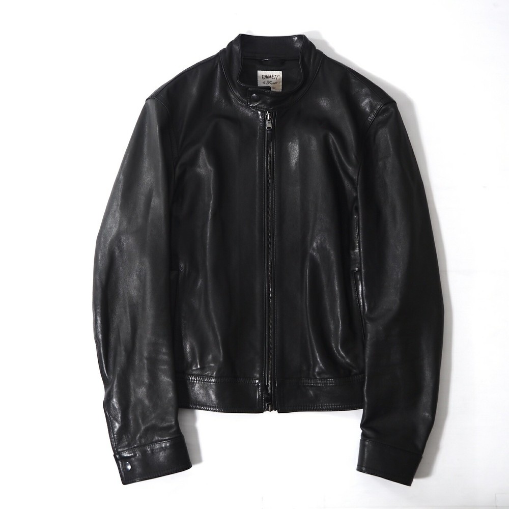 Emmeti Juri Black Lamb Leather Rider Jacket for Men Size 48