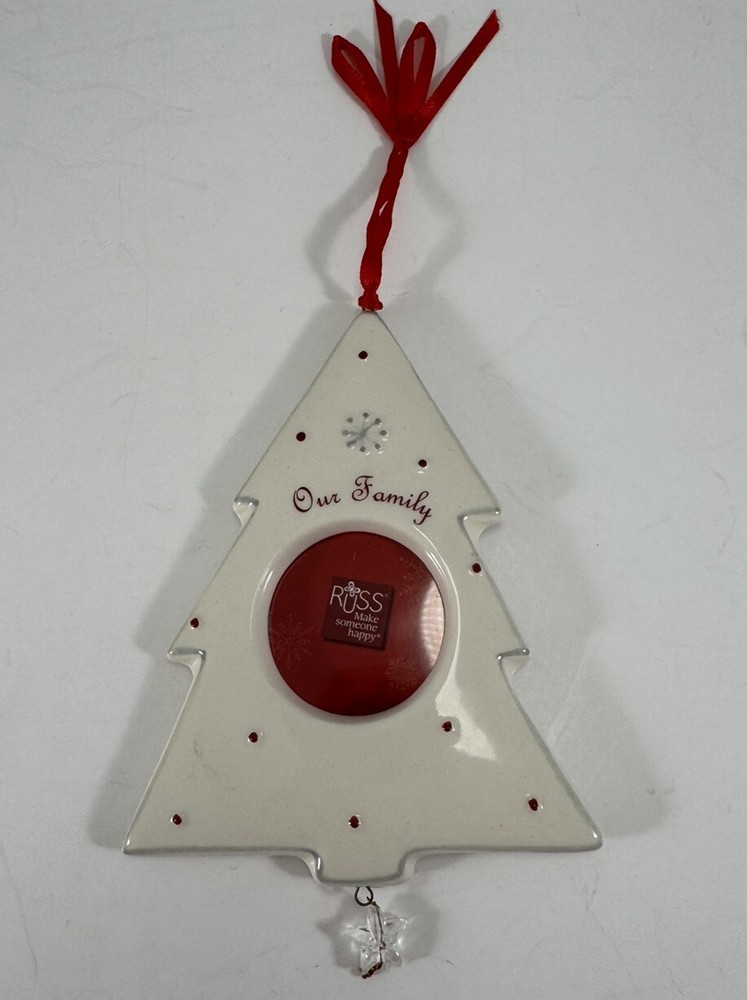 Russ Sentiments of the Season Our Family Stoneware Photo Frame Tree Ornament