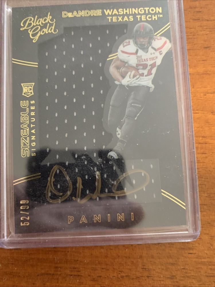 DeAndre Washington 2016 Panini Black Gold Collegiate Jersey RPA Rookie Auto /99