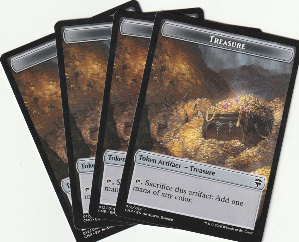 4 MTG Treasure Tokens Artifact Playset NM Condition for CMR & EN