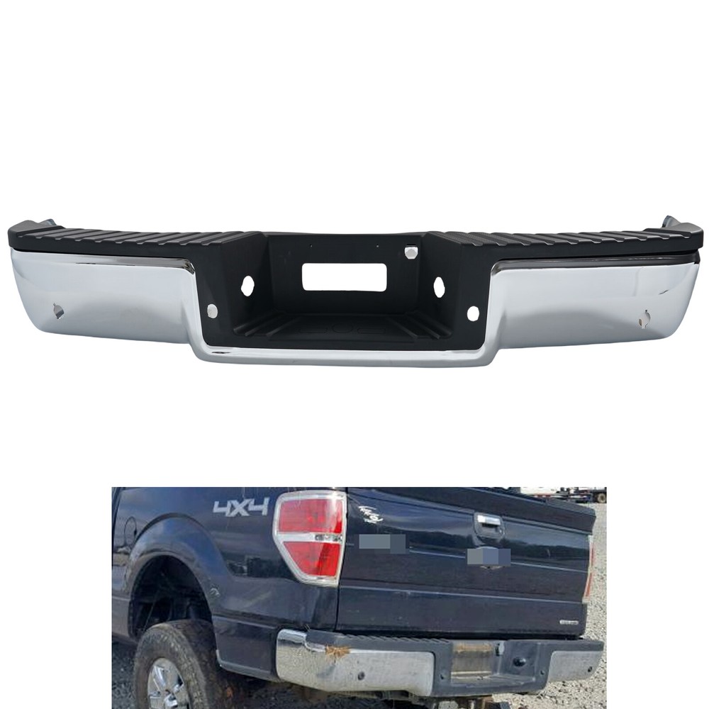 2004-2006 Ford F-150 Chrome Rear Step Bumper with Sensor Holes