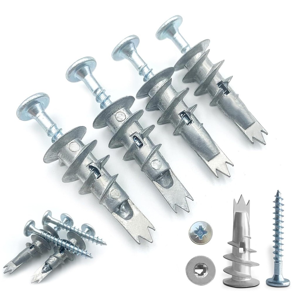 60PCS #8 Self-Drilling Drywall Anchors and Screws Kit, Heavy One Size, Silver