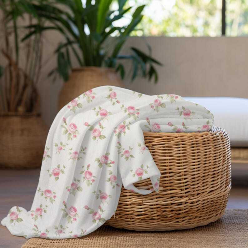 Throw Blanket Custom Floral Cozy Throw Gift Rose Print Blanket Home Decor