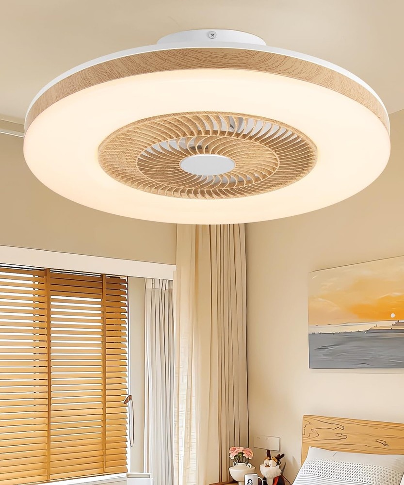 2-in-1 Low Profile Ceiling Fan with Light, 20” Caged Safety Design for Kid