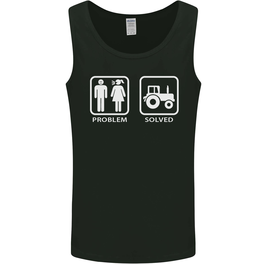 Tractor Problem Solved Driver Farmer Funny Mens Vest Tank Top