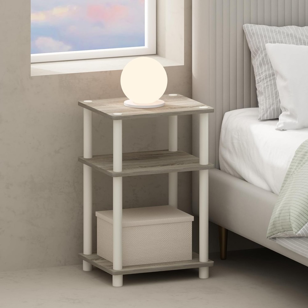Just 3-Tier Turn-N-Tube Open Storage Nightstand, 1-Pack, Plastic Poles