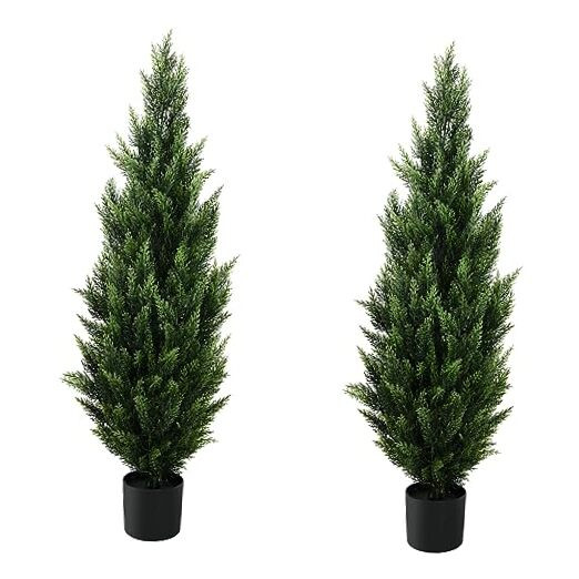 4FT Realistic Artificial Cedar Pine Topiary Tree for Christmas Decor