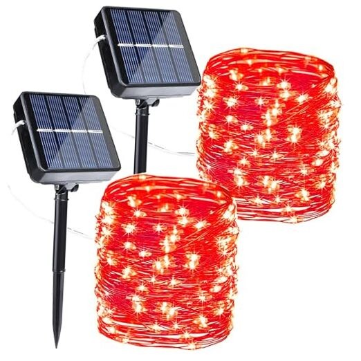 80FT Solar Fairy Lights 2-Pack 240LED Red String Lights Outdoor