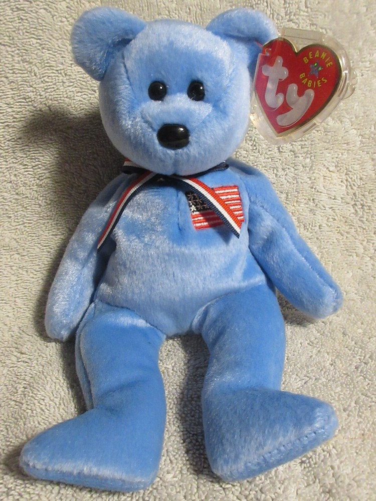 Ty Beanie Baby America the Blue Bear MWMT Free Shipping