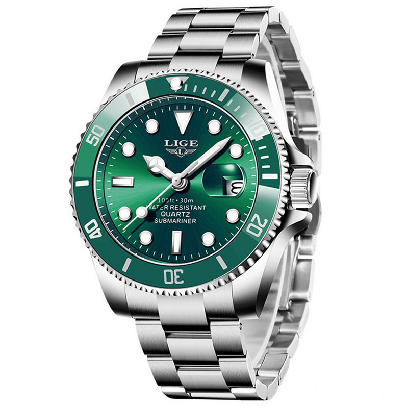 LIGE Mens Business Quartz Watch with Steel Strap for Men