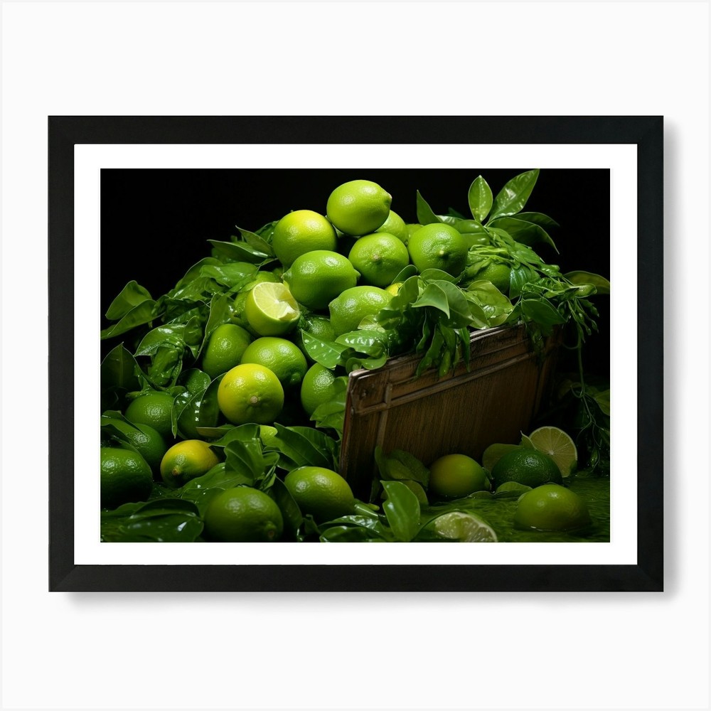 Limes In A Basket 1 Art Print Framed Wall Art Poster Canvas Print Picture