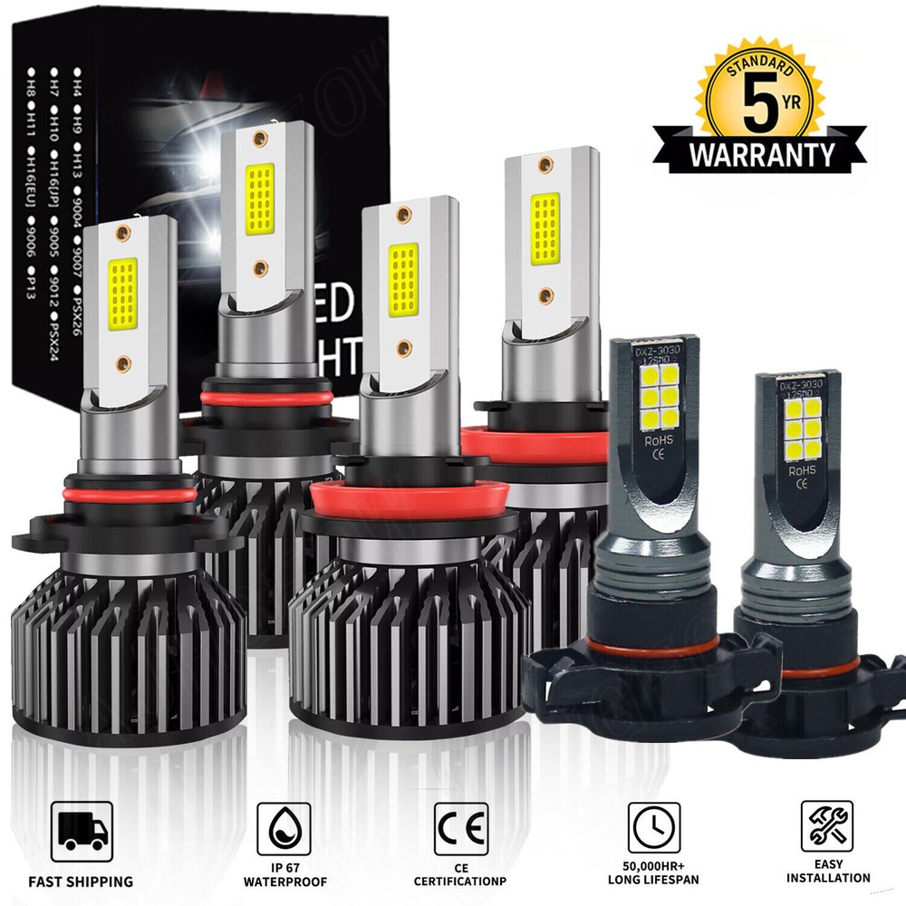 For Chevy Suburban Tahoe 2007-2014 - Combo Kit 6x LED Headlight+Fog Light Bulbs