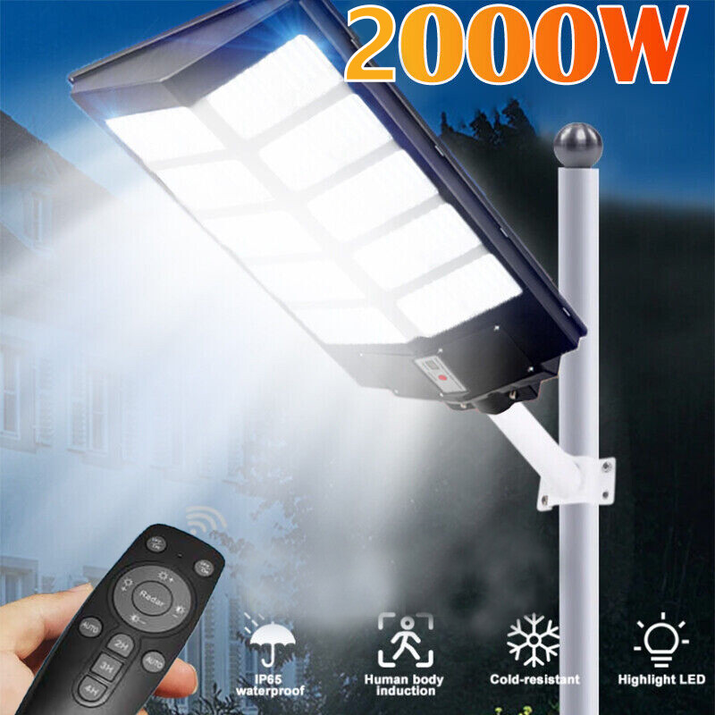 800LED 2000W Solar Street Light for Parking Lots Roads Commercial Use
