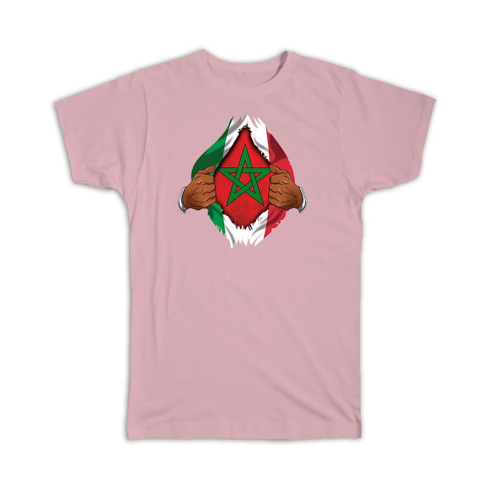 Moroccan Italian Flag Design Gift T-Shirt for Men and Women