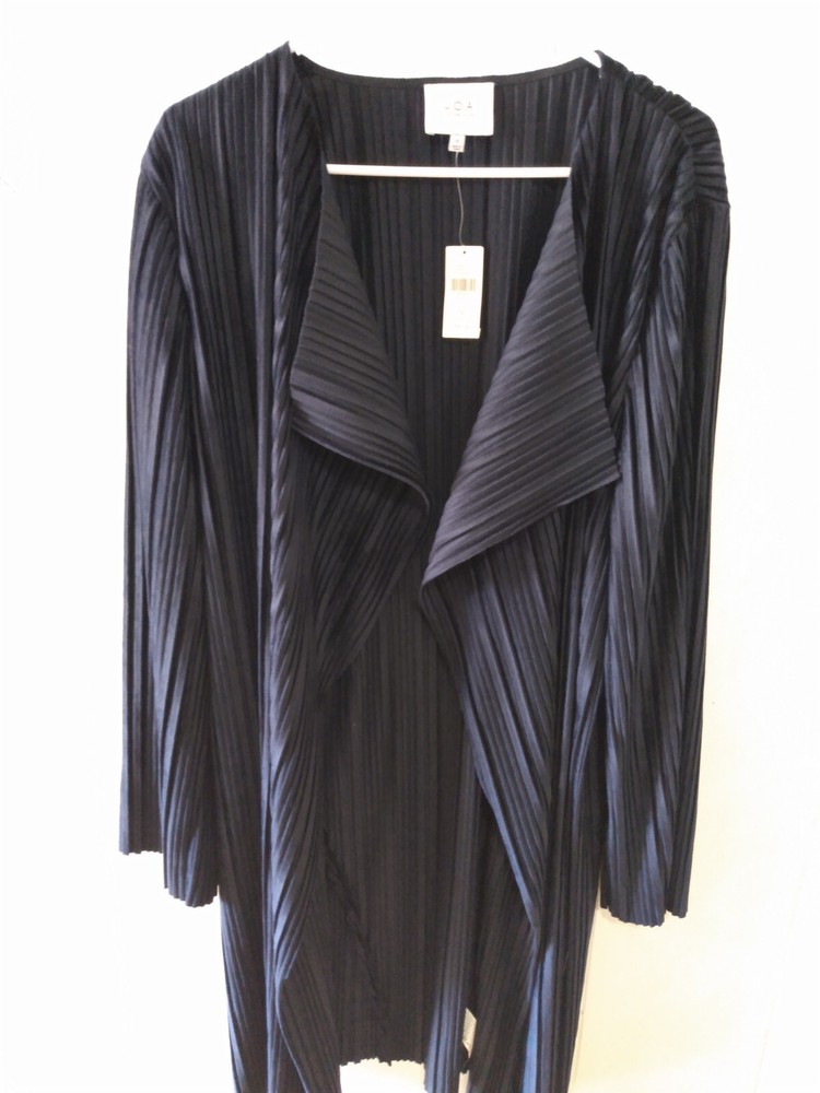 NWT $98 JOA Anthropologie Navy Blue Velvet Pleated Duster Jacket Size Medium