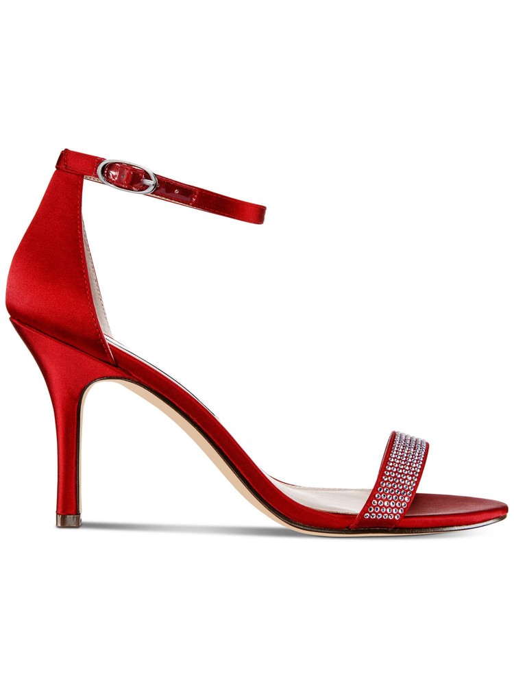 NINA NEW YORK Womens Red Veniza Open Stiletto Leather Heeled Sandal 9.5 M