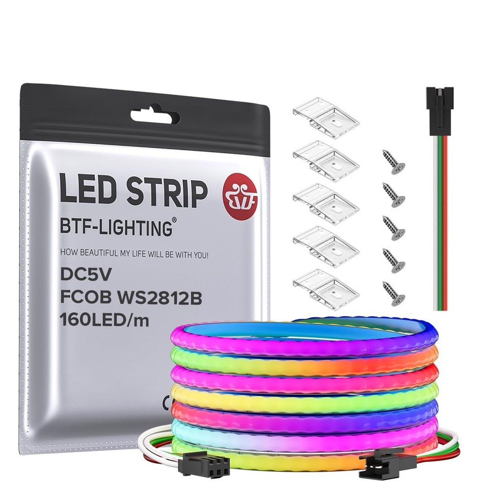 FCOB COB XGB1338 WS2812B Individually Addressable RGB LED Strip 160LEDs/m 640ICs