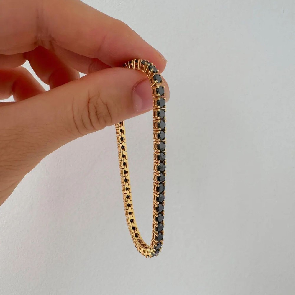 5Ct Round Natural Black Diamond Tennis Bracelet 7