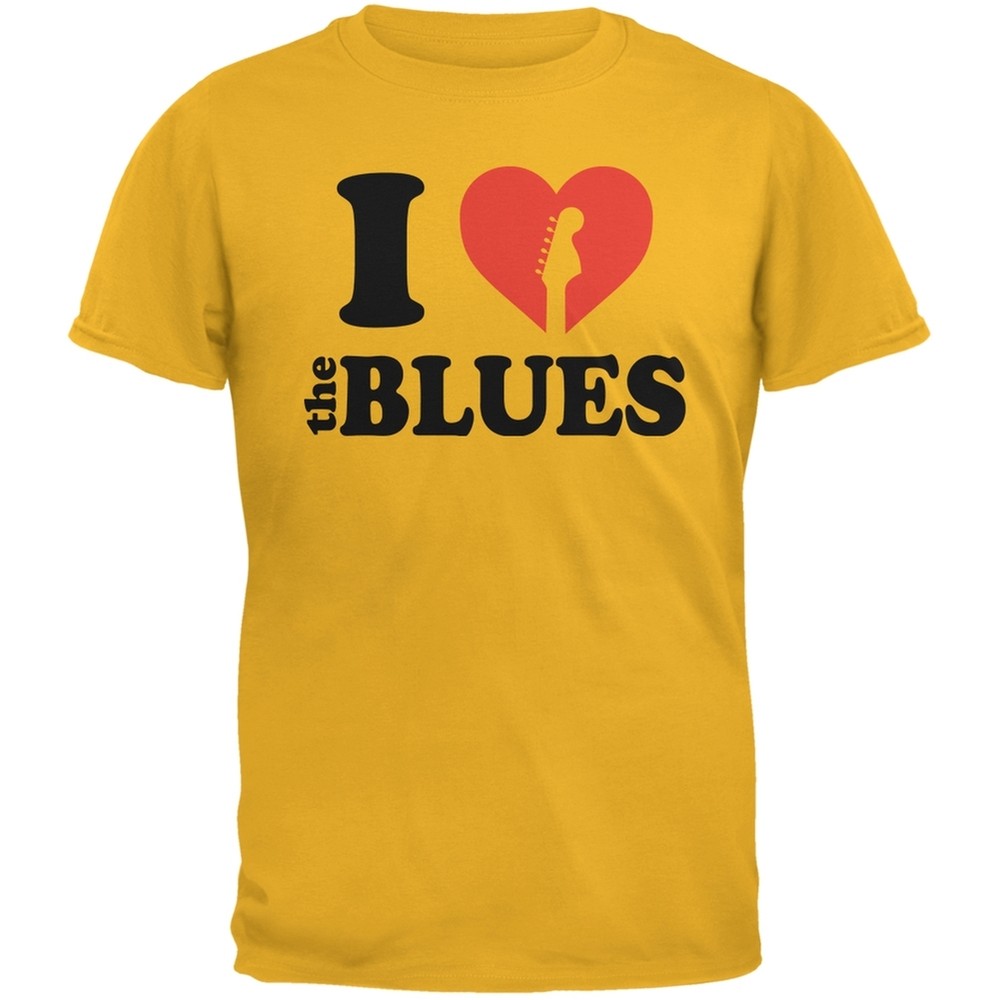 I Heart The Blues Gold Adult T-Shirt