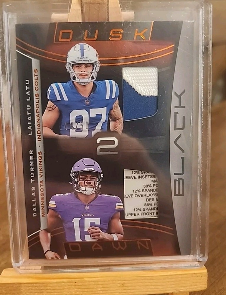 2024 Black Dallas Turner / Laiatu Latu RC /50 MEM Laundry Tag Colts Vikings 🔥