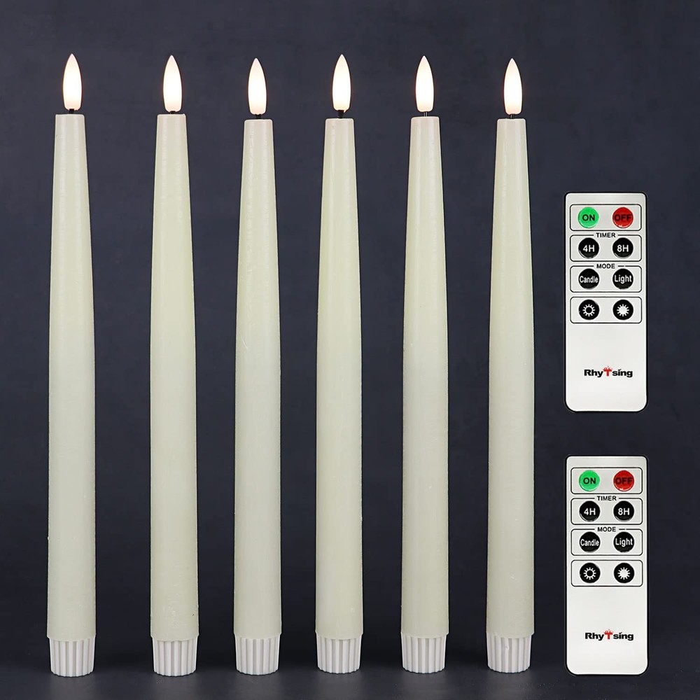 11.4 Inch Flameless Taper Candles with Timer Battery Operated Dinner Candles