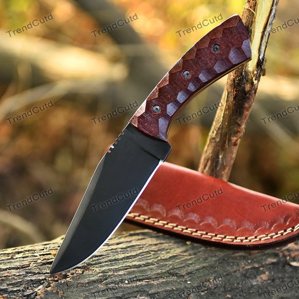 Custom Full Tang D2 Steel Hunting Skinner Knife with Black Powder Coat