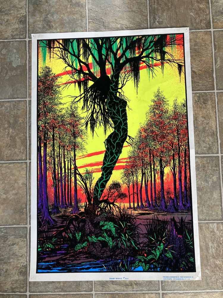 Vintage Blacklight Poster Swamp Mirage 984 Funky Enterprises authentic USA made