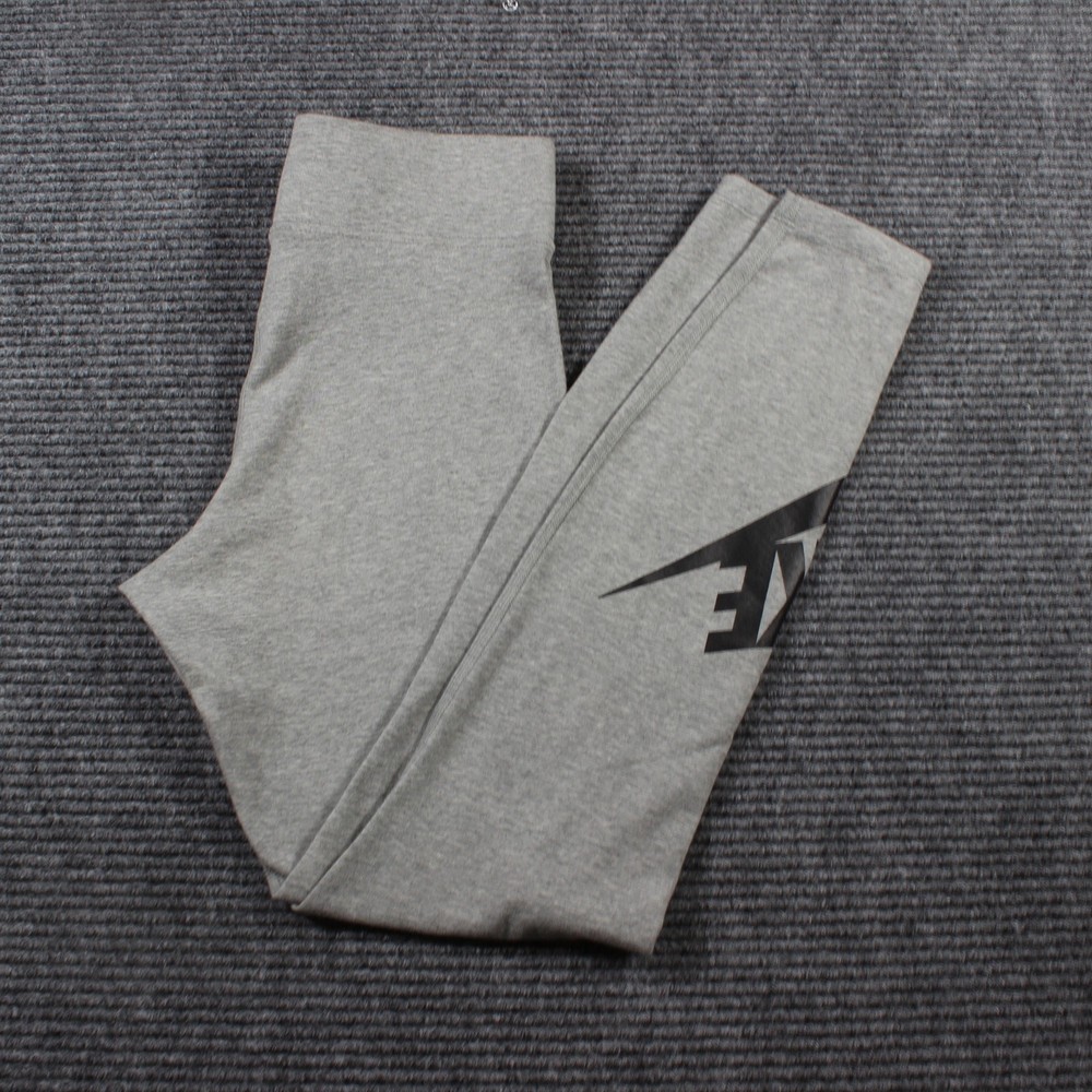Nike Gray Womens Small Logo Print Leggings Bottom Left