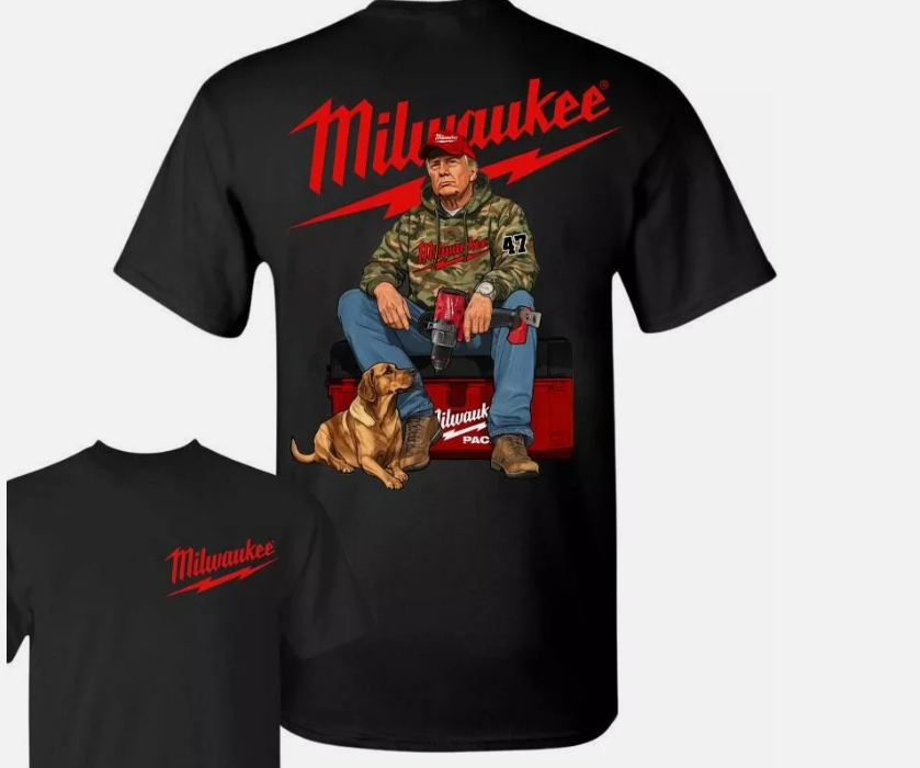 Milwaukee Trump Camo Unisex Cotton T-Shirt Full Hand Drill Dog Hunt Tee Unisex