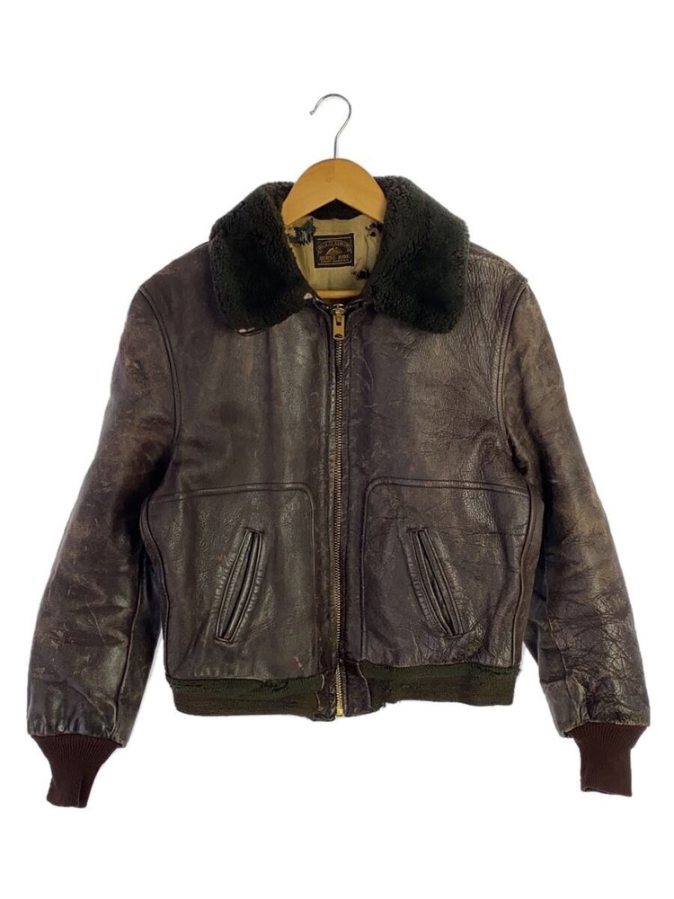Jacket/-/Leather/Brw/Plain 3369