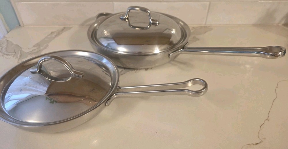 2 Revere Pro Line Fry Pans Skillets Stainless  8