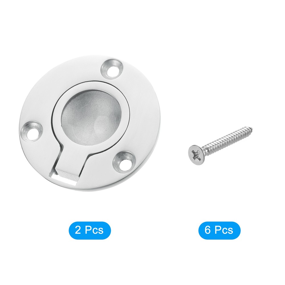 2Pcs Flush Ring Pull Handle 316 Stainless Steel Round Recessed Door Pull