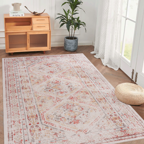 5x8 Washable Low-Pile Non-Slip Non-Shedding Foldable Area Rug